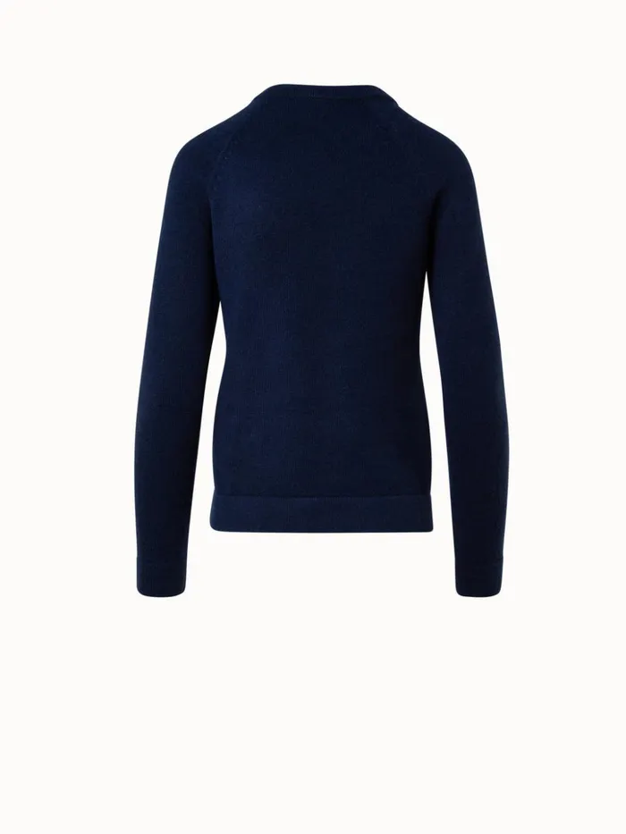 100 Cashmere TwoTone Knit Sweater Ecrunavy Women Akris Knitwear
