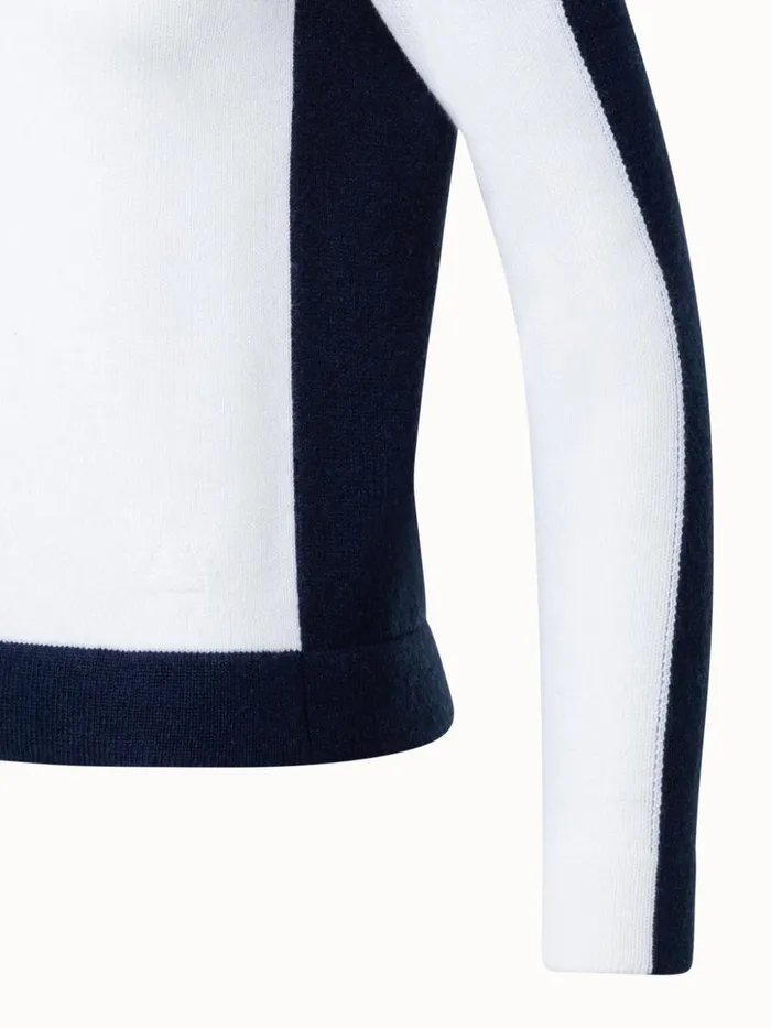 100 Cashmere TwoTone Knit Sweater Ecrunavy Women Akris Knitwear