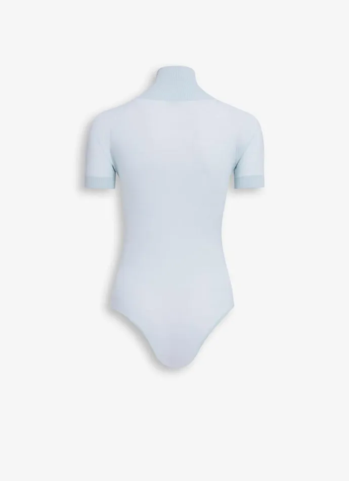 Alaa Bodysuits and Leggings CREW NECK KNIT BODY Blue Pale 8211 Women Alaa Bodysuits and Leggings CREW NECK KNIT BODY Blue Pale 8211 Women