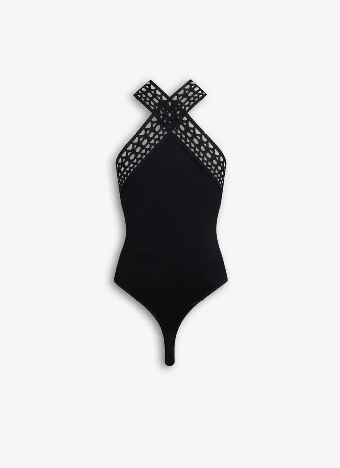 Alaa Bodysuits and Leggings CROSS NECK VIENNE BODY Black 8211 Women Alaa Bodysuits and Leggings CROSS NECK VIENNE BODY Black 8211 Women