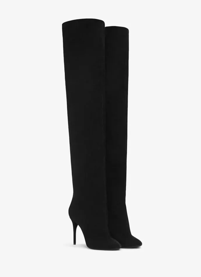 Alaa Boots and Ankle Boots DECOLLETE CUISSARDES IN SUEDE CALFSKIN Black 8211 Women
