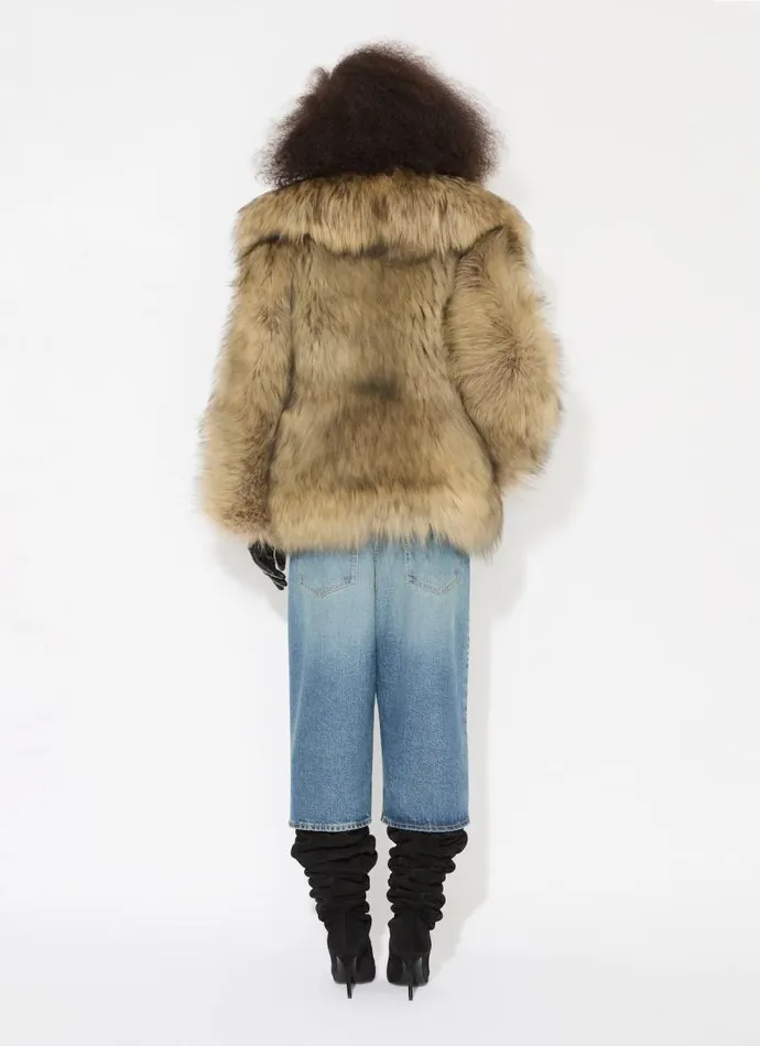 Alaa Coats and Jackets CROPPED SHEARLING COAT Sandblack 8211 Women