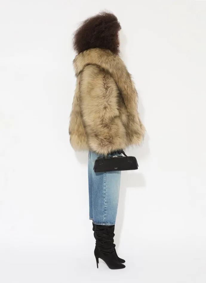 Alaa Coats and Jackets CROPPED SHEARLING COAT Sandblack 8211 Women