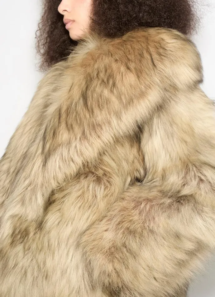 Alaa Coats and Jackets CROPPED SHEARLING COAT Sandblack 8211 Women
