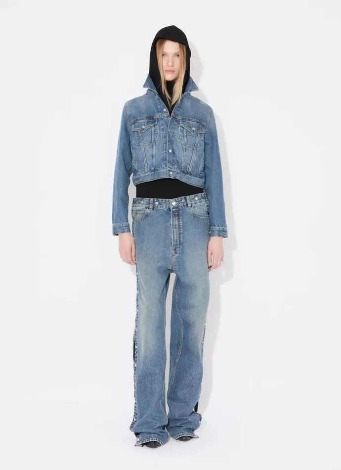 Alaa Coats and Jackets DENIM JACKET WITH KNITTED HOOD Bleu Vintage 8211 Women Alaa Coats and Jackets DENIM JACKET WITH KNITTED HOOD Bleu Vintage 8211 Women