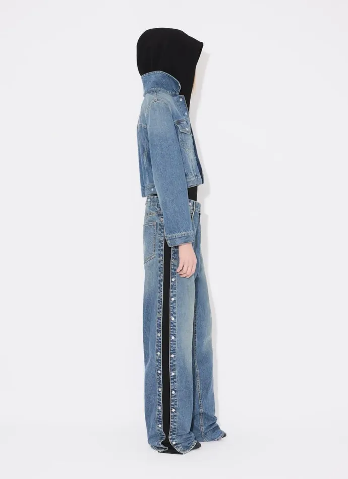 Alaa Coats and Jackets DENIM JACKET WITH KNITTED HOOD Bleu Vintage 8211 Women Alaa Coats and Jackets DENIM JACKET WITH KNITTED HOOD Bleu Vintage 8211 Women