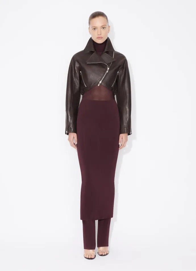 Alaa Coats and Jackets FADED NAPPA BIKER JACKET Ebony 8211 Women Alaa Coats and Jackets FADED NAPPA BIKER JACKET Ebony 8211 Women