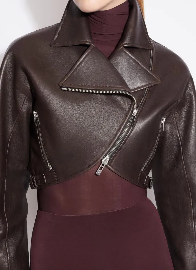 Alaa Coats and Jackets FADED NAPPA BIKER JACKET Ebony 8211 Women Alaa Coats and Jackets FADED NAPPA BIKER JACKET Ebony 8211 Women