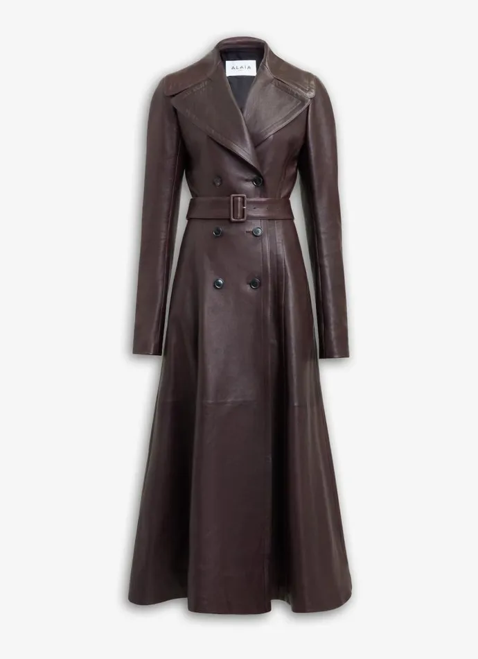 Alaa Coats and Jackets LONG FADED NAPPA COAT Black 8211 Women