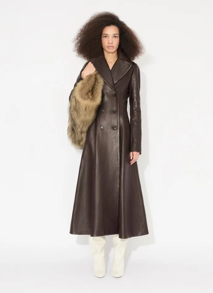 Alaa Coats and Jackets LONG FADED NAPPA COAT Black 8211 Women