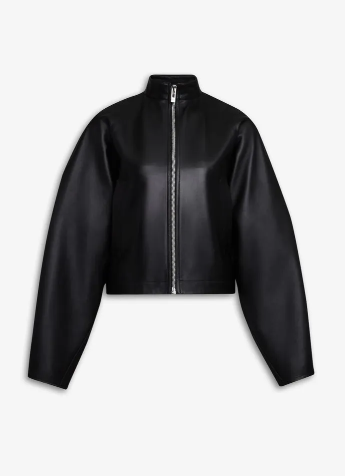 Alaa Coats and Jackets ROUND LEATHER JACKET Black 8211 Women