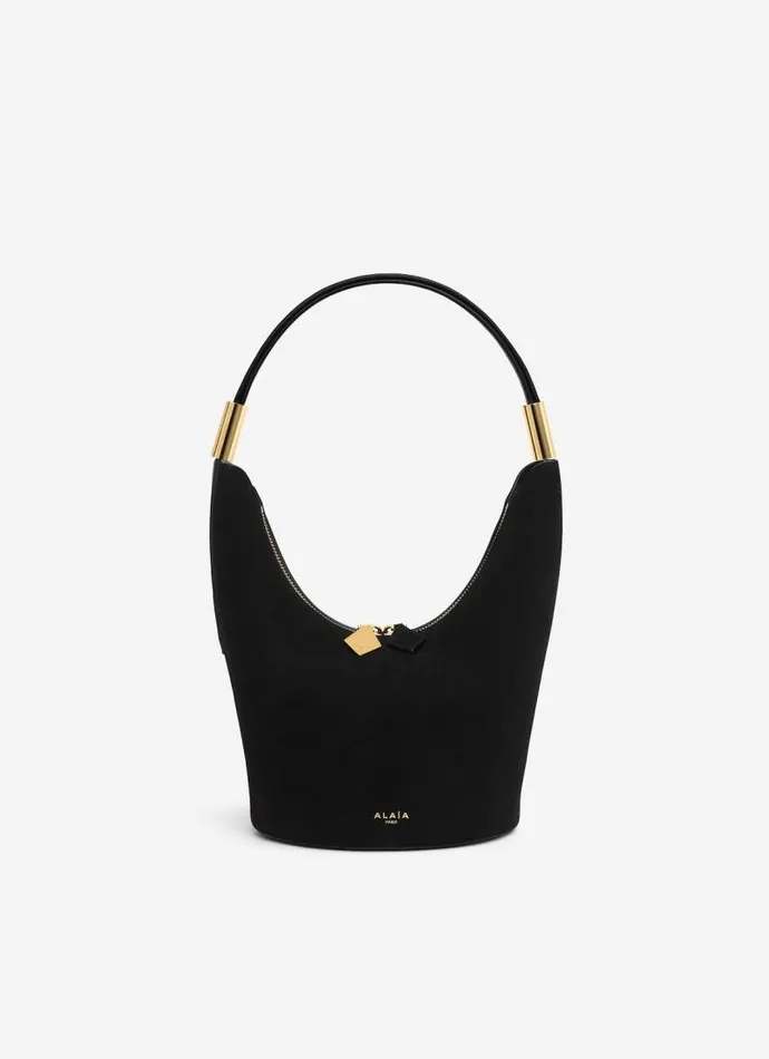 Alaa CrossBody Bags SHAPE SMALL BAG IN SUEDE GOATSKIN AND CALFSKIN Black 8211 Women
