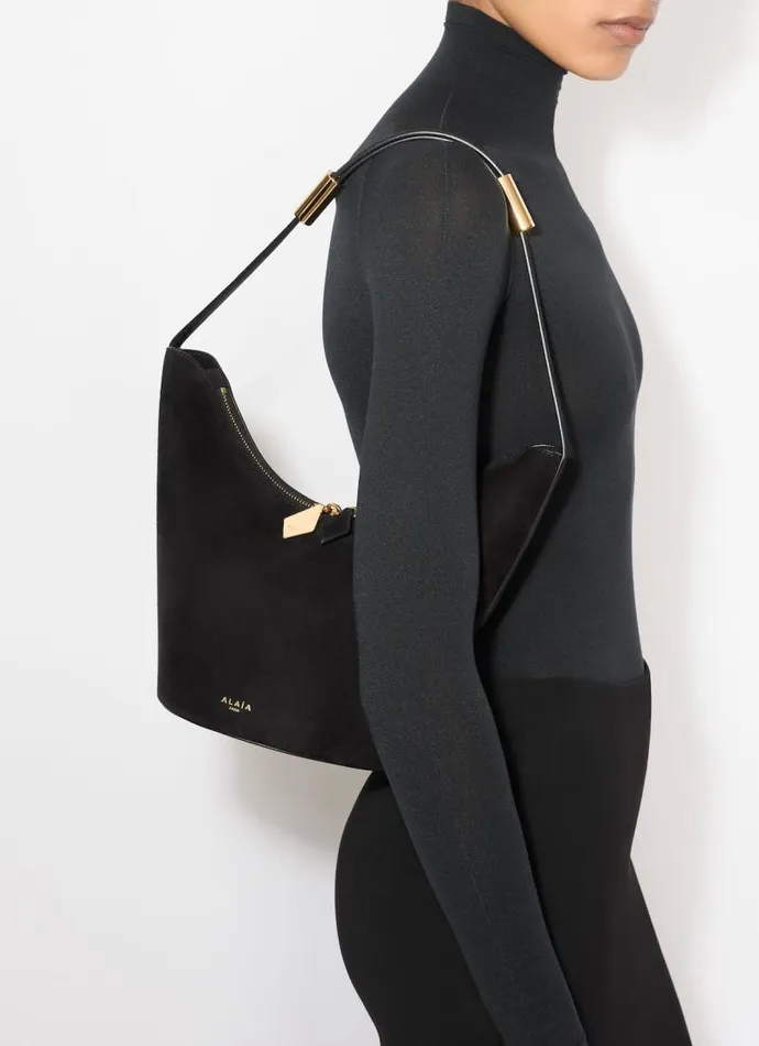 Alaa CrossBody Bags SHAPE SMALL BAG IN SUEDE GOATSKIN AND CALFSKIN Black 8211 Women