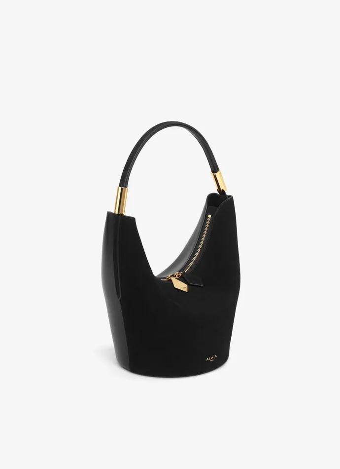 Alaa CrossBody Bags SHAPE SMALL BAG IN SUEDE GOATSKIN AND CALFSKIN Black 8211 Women