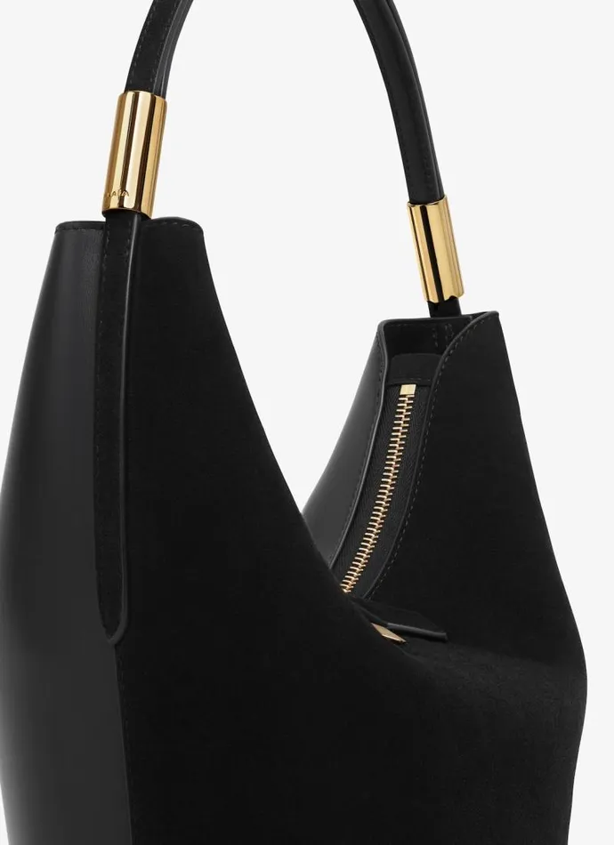 Alaa CrossBody Bags SHAPE SMALL BAG IN SUEDE GOATSKIN AND CALFSKIN Black 8211 Women