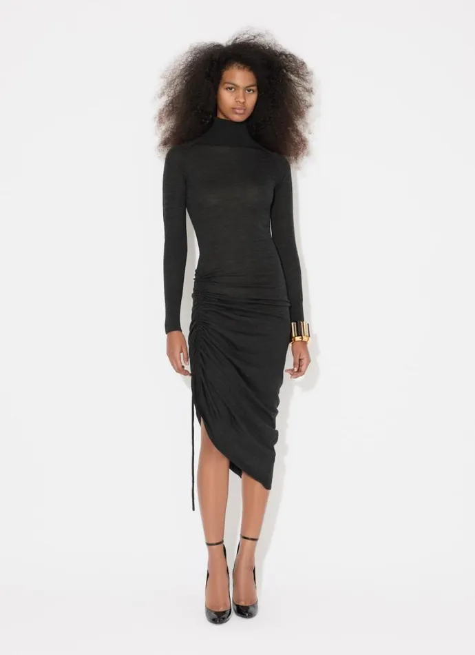 Alaa Dresses LONG SLEEVE DRAPED KNIT DRESS Black 8211 Women Alaa Dresses LONG SLEEVE DRAPED KNIT DRESS Black 8211 Women