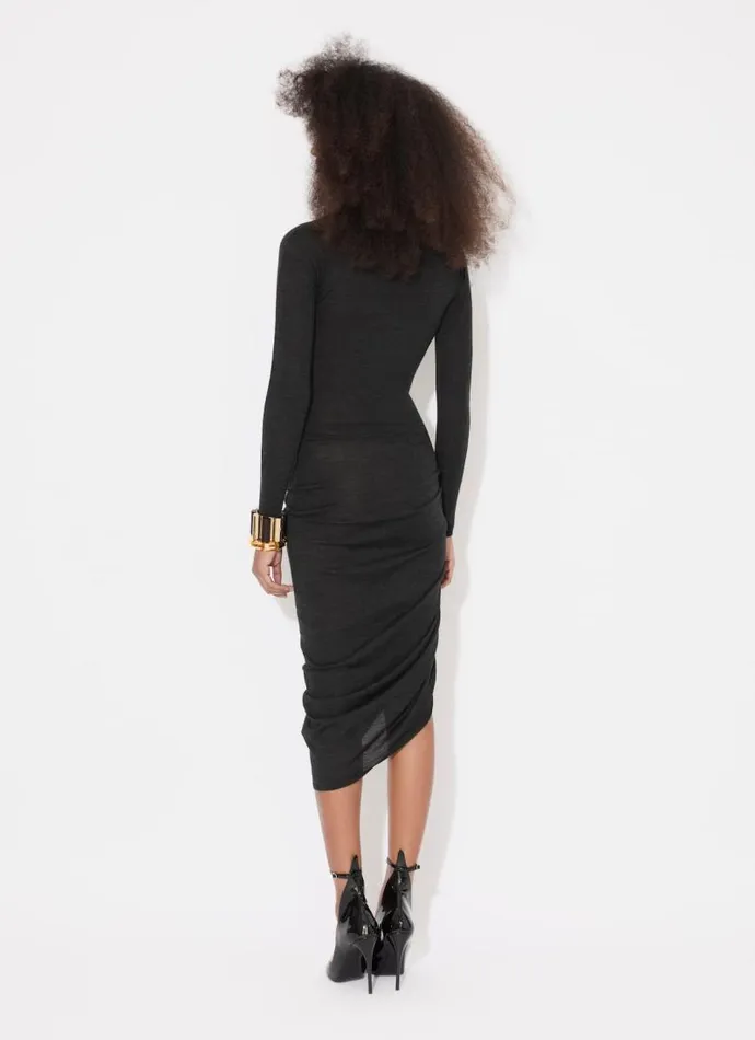 Alaa Dresses LONG SLEEVE DRAPED KNIT DRESS Black 8211 Women Alaa Dresses LONG SLEEVE DRAPED KNIT DRESS Black 8211 Women