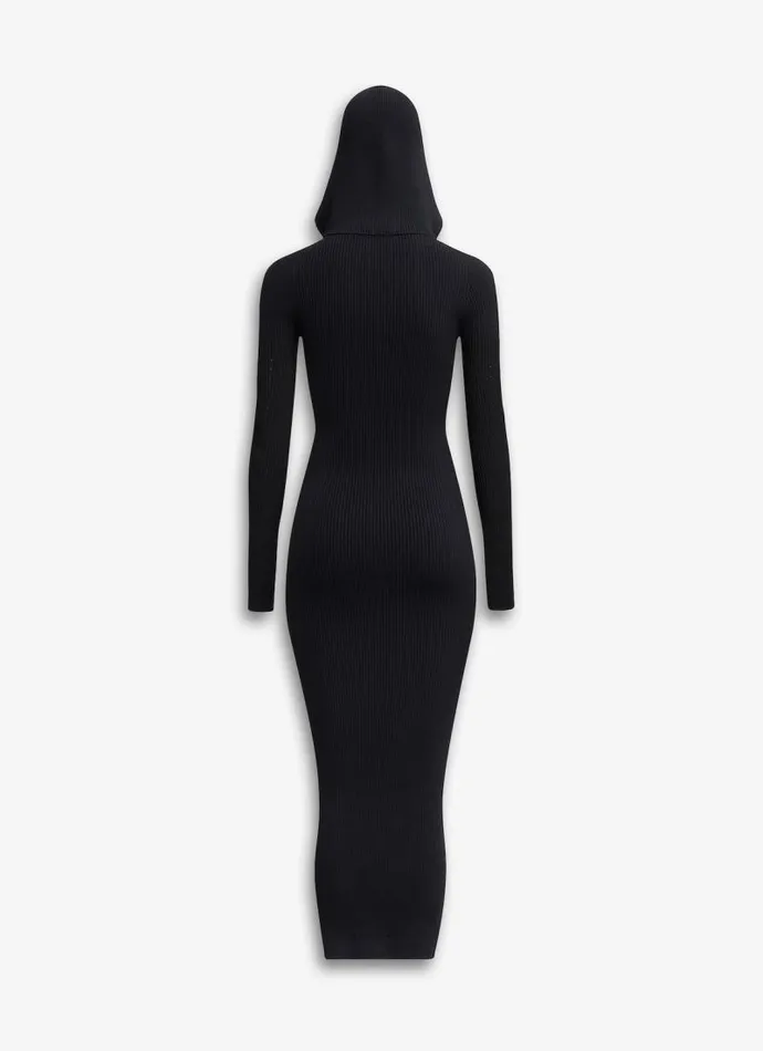 Alaa Dresses RIBBED KNIT DRESS WITH HOOD Black 8211 Women Alaa Dresses RIBBED KNIT DRESS WITH HOOD Black 8211 Women