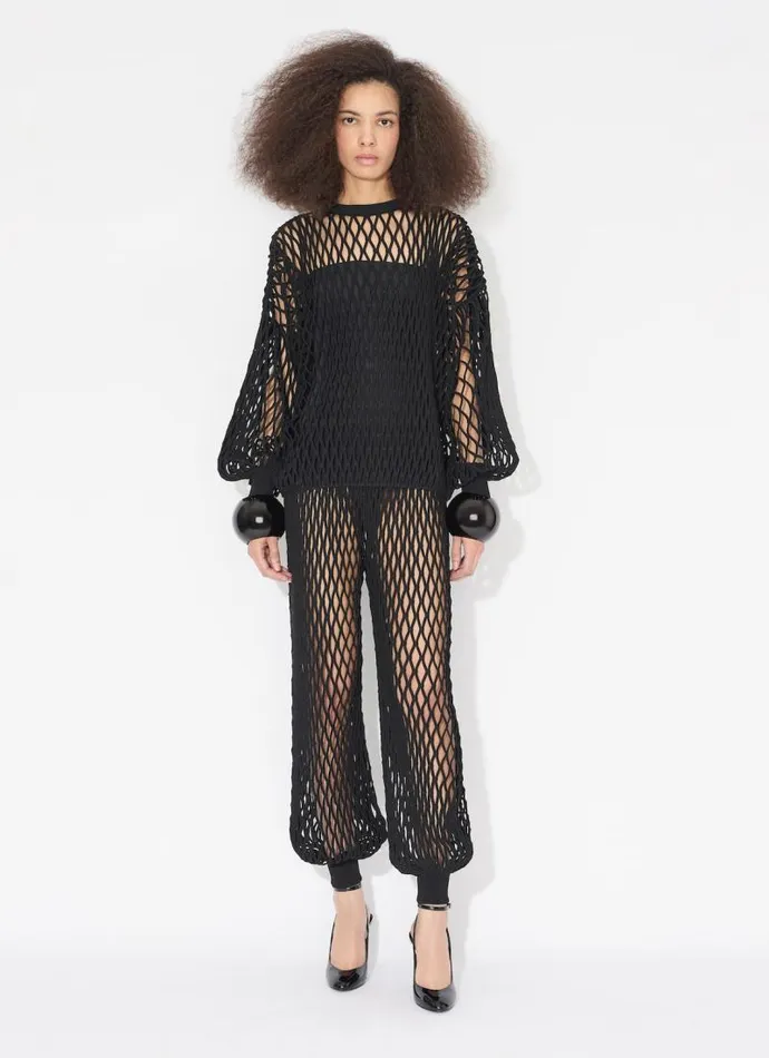 Alaa Jumpers and Cardigans MACRAM KNIT SWEATER Black 8211 Women Alaa Jumpers and Cardigans MACRAM KNIT SWEATER Black 8211 Women