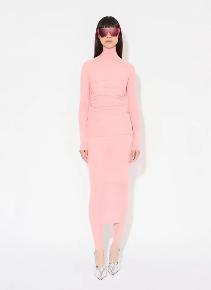 Alaa Knitwear FINE RIBBED KNIT LEGGINGS Pink 8211 Women