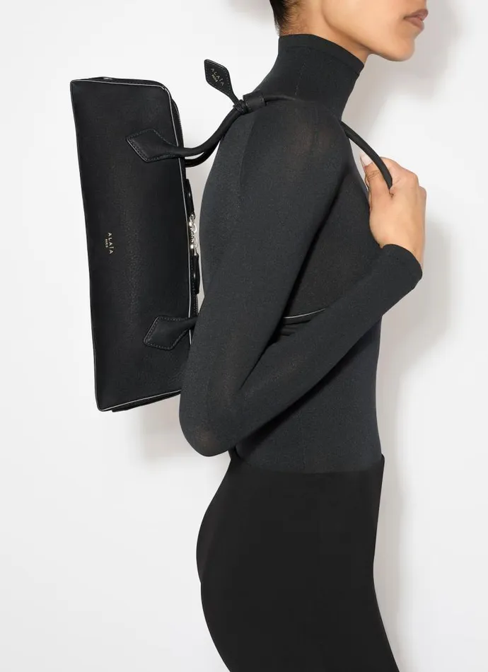 Alaa Le Teckel LE TECKEL MEDIUM BAG IN NUBUK CALFSKIN Blackgold 8211 Women Alaa Le Teckel LE TECKEL MEDIUM BAG IN NUBUK CALFSKIN Blackgold 8211 Women