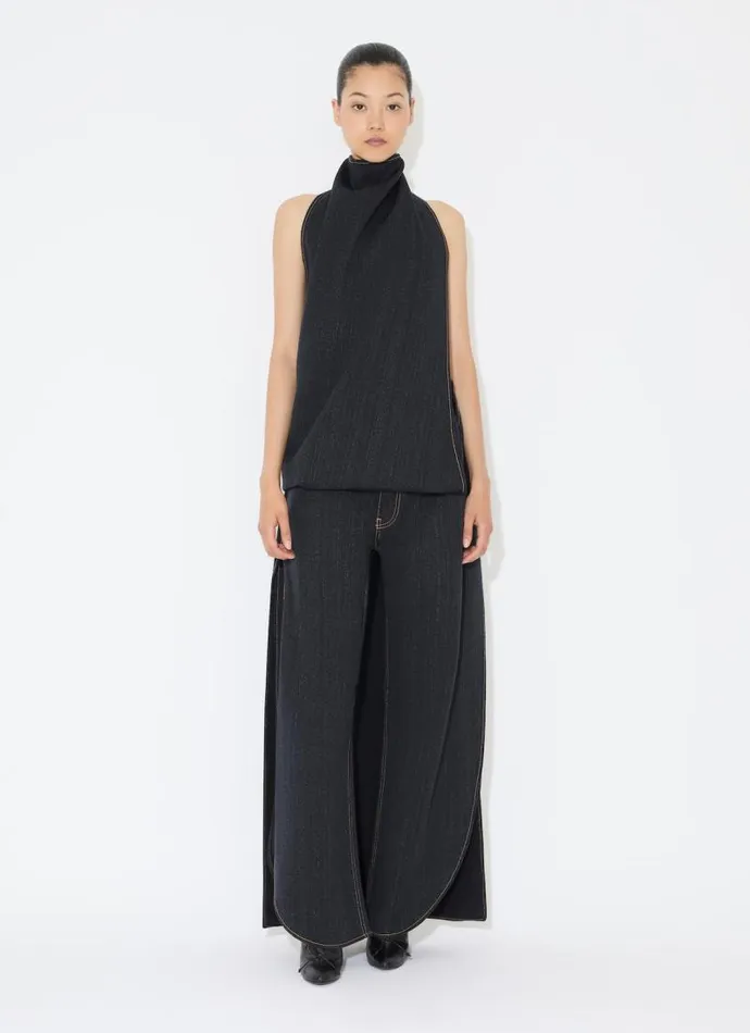 Alaa Tops and Shirts ASYMMETRICAL CAPE TOP IN WOOL DENIM Night Blue 8211 Women Alaa Tops and Shirts ASYMMETRICAL CAPE TOP IN WOOL DENIM Night Blue 8211 Women