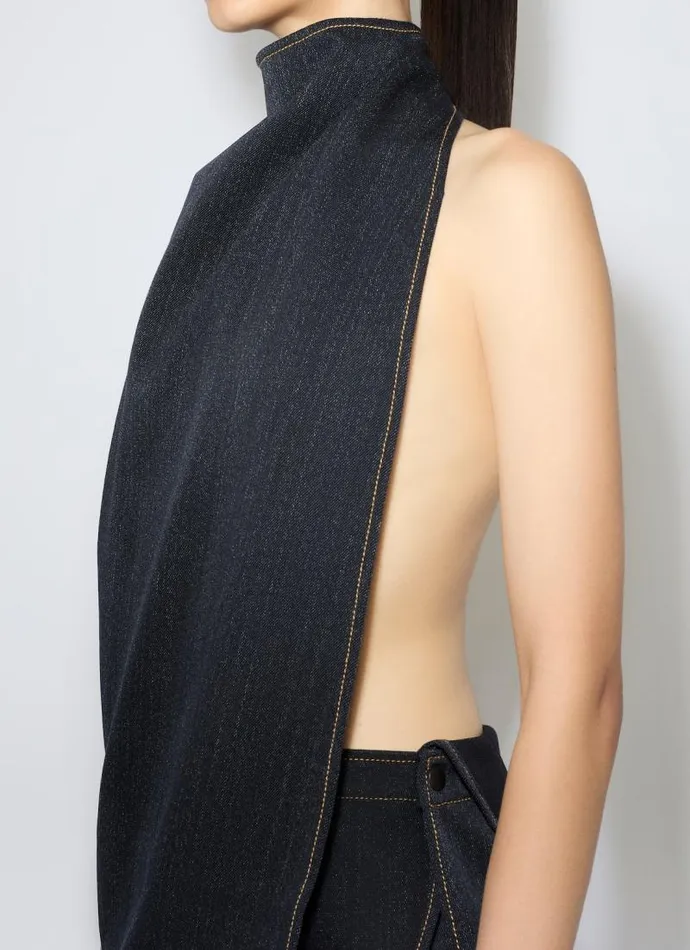 Alaa Tops and Shirts ASYMMETRICAL CAPE TOP IN WOOL DENIM Night Blue 8211 Women Alaa Tops and Shirts ASYMMETRICAL CAPE TOP IN WOOL DENIM Night Blue 8211 Women