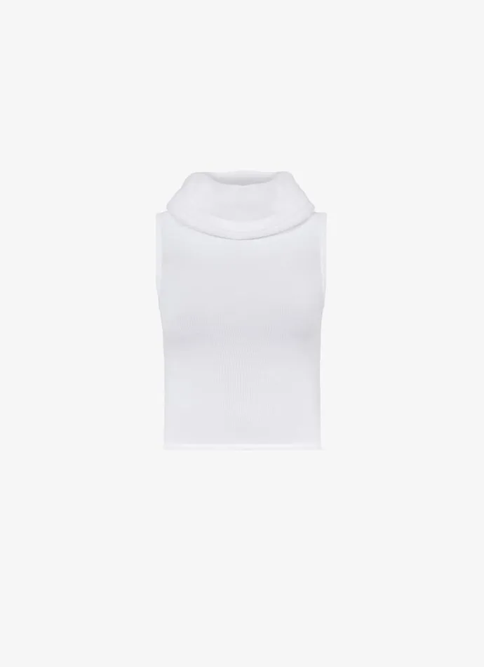 Alaa Tops and Shirts HOODED KNIT CROP TOP White 8211 Women