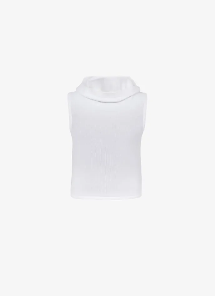 Alaa Tops and Shirts HOODED KNIT CROP TOP White 8211 Women