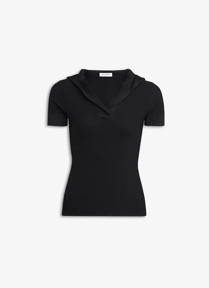 Alaa Tops and Shirts HOODED TOP IN PIQUE KNIT Black 8211 Women
