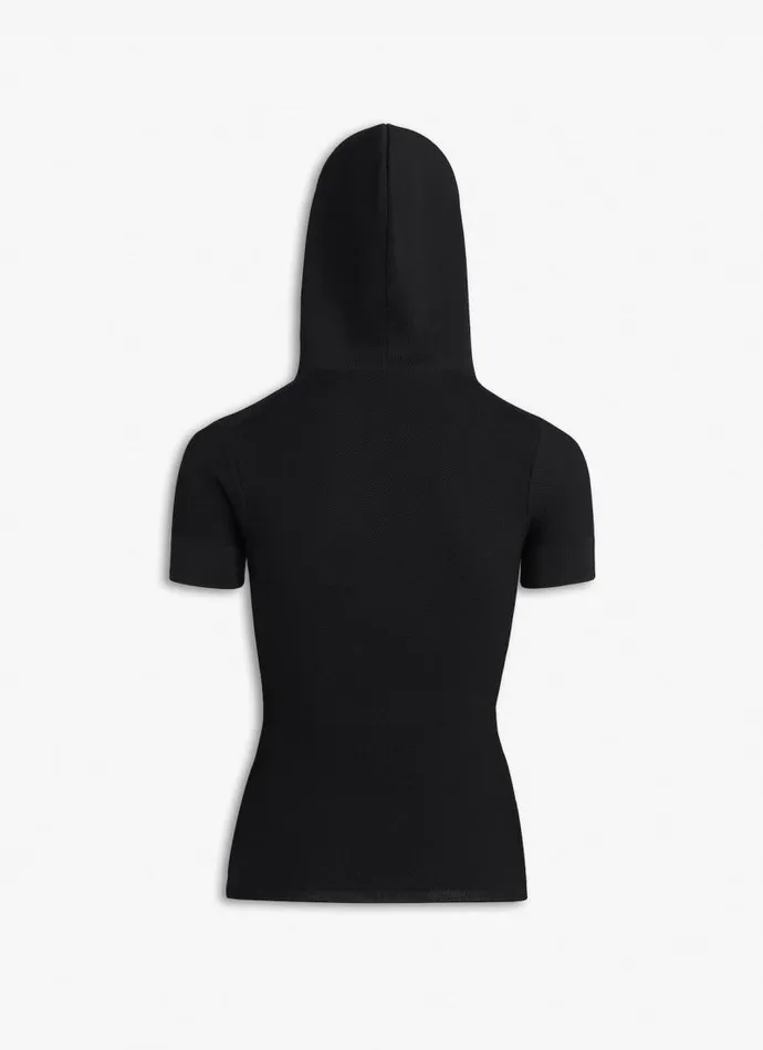 Alaa Tops and Shirts HOODED TOP IN PIQUE KNIT Black 8211 Women Alaa Tops and Shirts HOODED TOP IN PIQUE KNIT Black 8211 Women