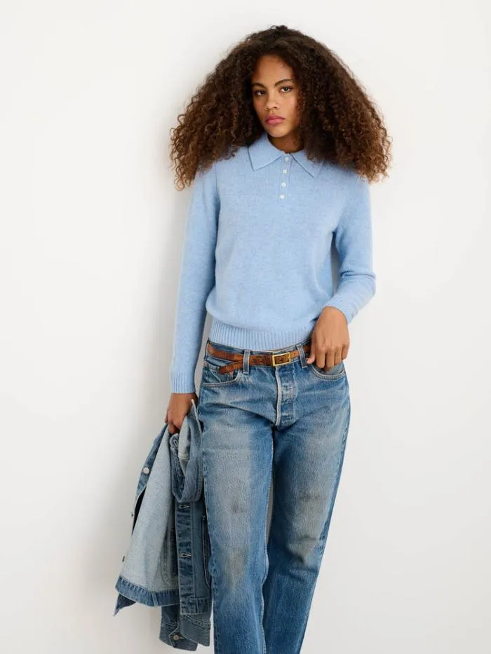 Alex Mill Sweaters Alice Polo In Cashmere Frost Blue 8211 Women