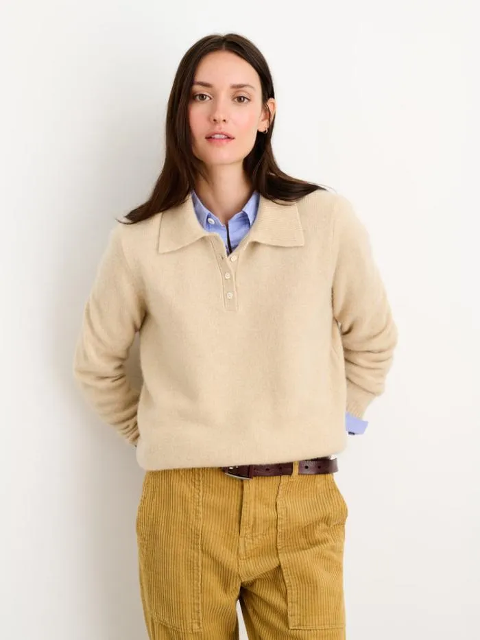 Alex Mill Sweaters Alice Polo In Cashmere Oatmeal 8211 Women