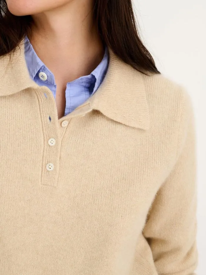 Alex Mill Sweaters Alice Polo In Cashmere Oatmeal 8211 Women
