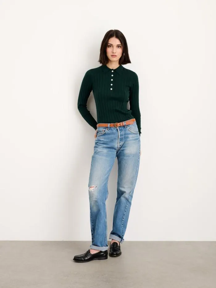 Alex Mill Sweaters Amanda Polo In Cotton Cashmere Hunter Green 8211 Women