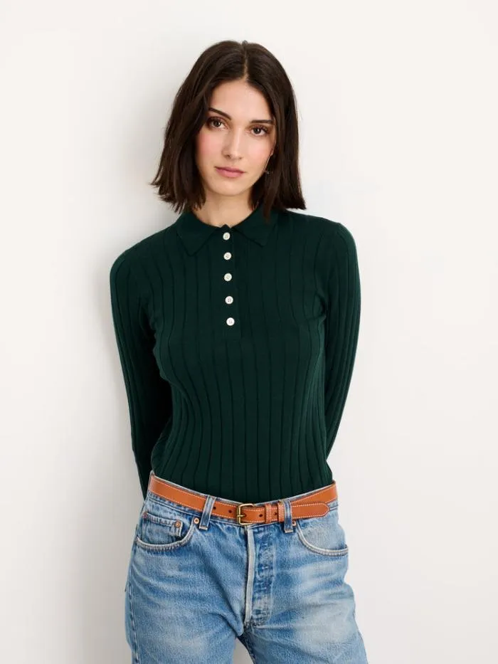 Alex Mill Sweaters Amanda Polo In Cotton Cashmere Hunter Green 8211 Women