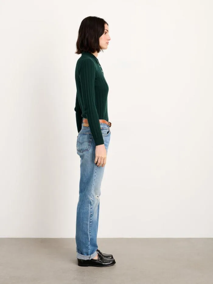 Alex Mill Sweaters Amanda Polo In Cotton Cashmere Hunter Green 8211 Women
