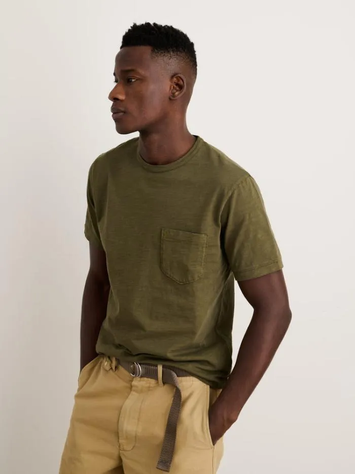 Alex Mill Tees Polos Standard Pocket Tee In Slub Cotton Faded Deep Olive 8211 Men