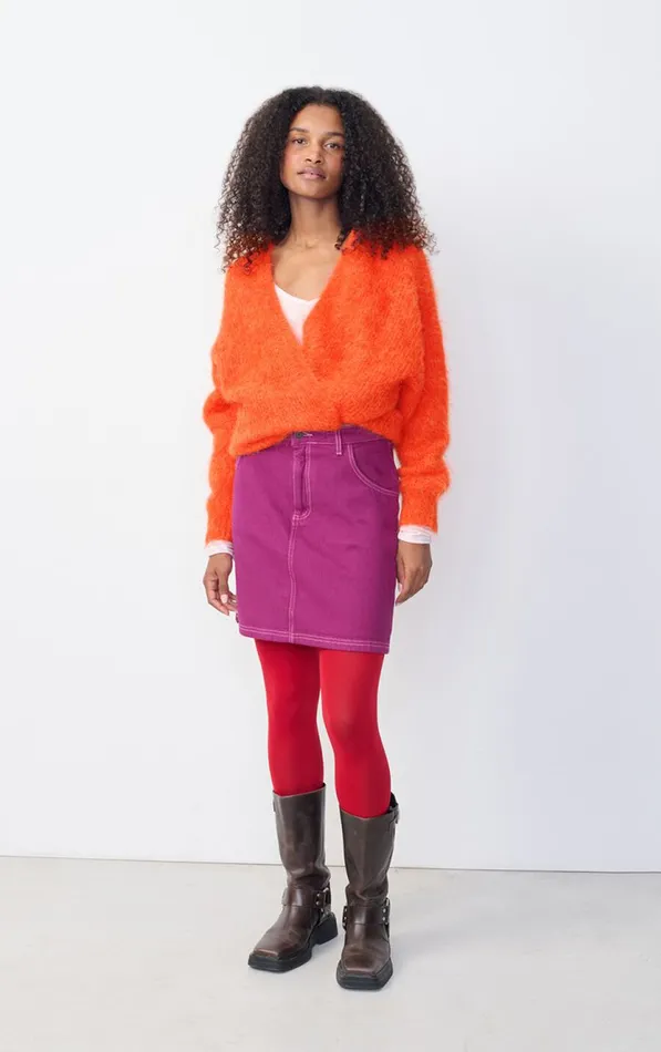 American Vintage Jumpers and Cardigans Women Cardigan Bymi Melange Blood Orange American Vintage Jumpers and Cardigans Women Cardigan Bymi Melange Blood Orange
