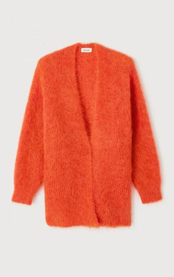 American Vintage Jumpers and Cardigans Women Cardigan Bymi Melange Blood Orange American Vintage Jumpers and Cardigans Women Cardigan Bymi Melange Blood Orange