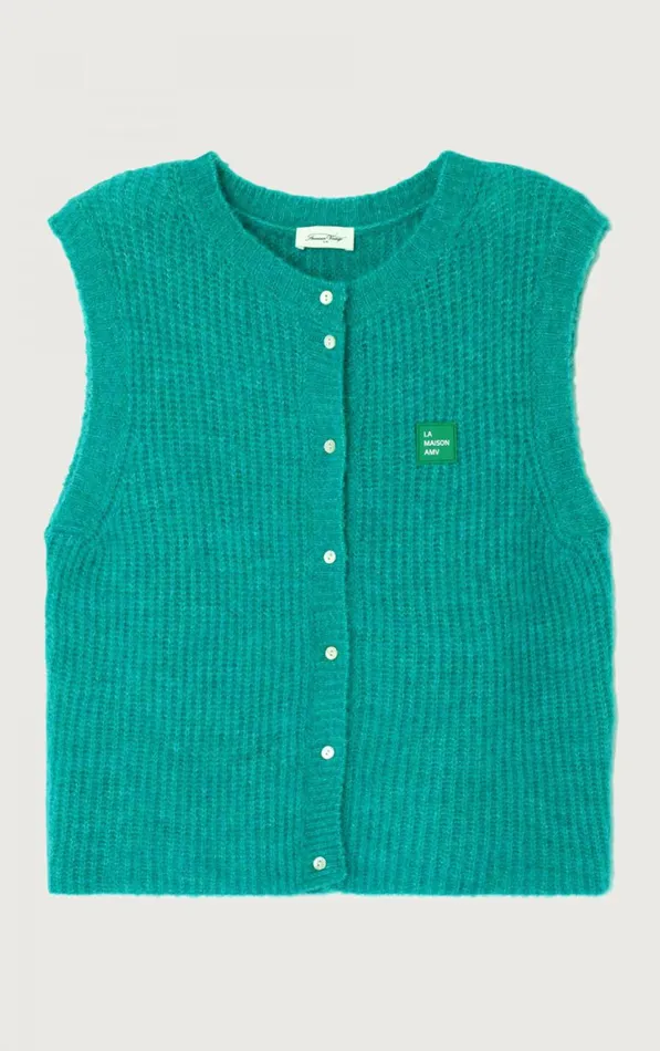 American Vintage Jumpers and Cardigans Women Cardigan East Melange Duck Blue American Vintage Jumpers and Cardigans Women Cardigan East Melange Duck Blue