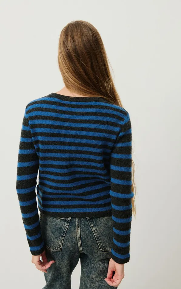 American Vintage Jumpers and Cardigans Women Cardigan Raxow Olympiad Striped Charcoal Melange American Vintage Jumpers and Cardigans Women Cardigan Raxow Olympiad Striped Charcoal Melange