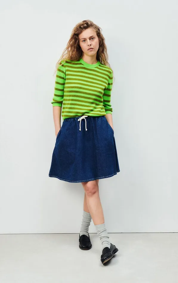American Vintage Jumpers and Cardigans Women Jumper Raxow Fluo Green Striped Chameleon Melange