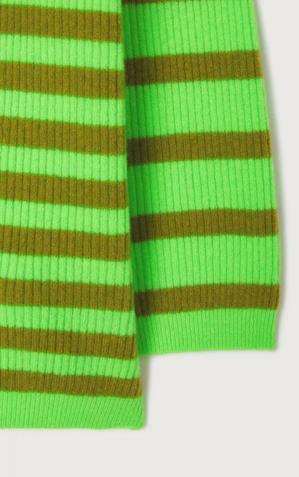 American Vintage Jumpers and Cardigans Women Jumper Raxow Fluo Green Striped Chameleon Melange