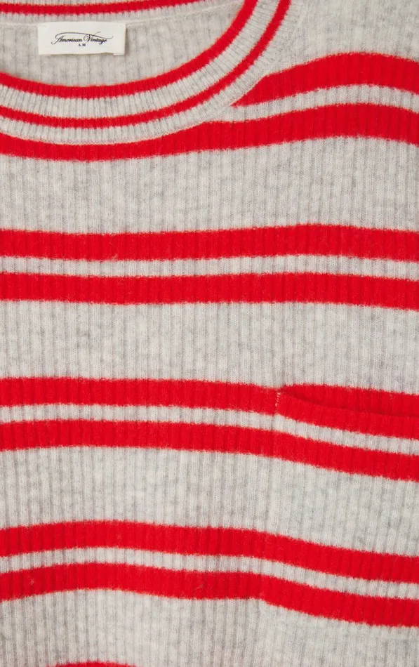 American Vintage Jumpers and Cardigans Women Jumper Raxow Heather Grey Strawberry Stripes