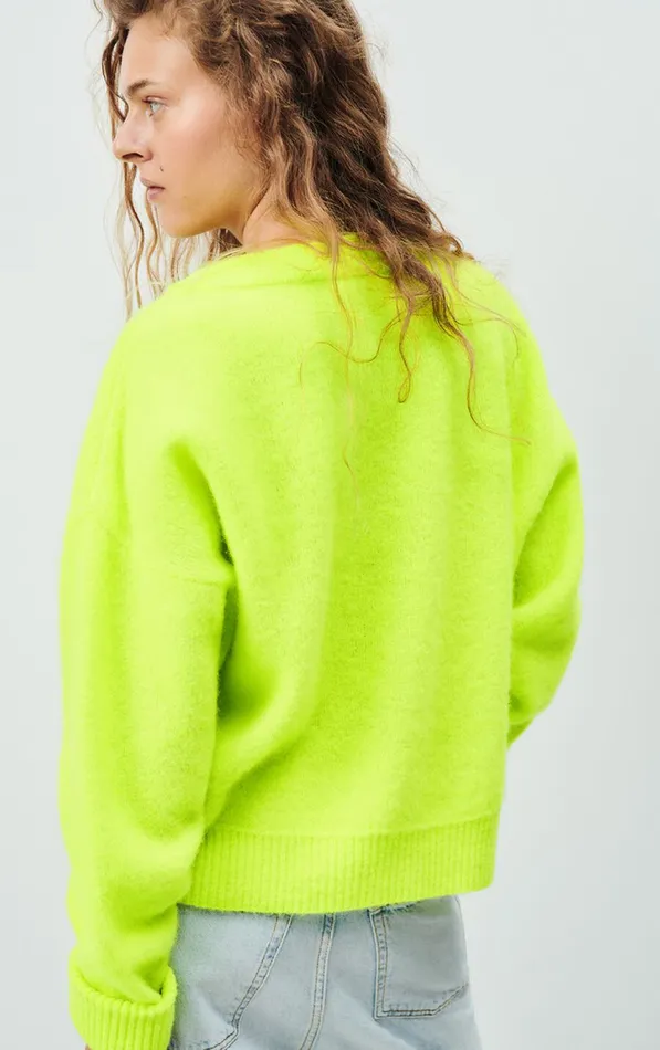 American Vintage Jumpers and Cardigans Women Jumper Vitow Fluorescent Yellow Melange American Vintage Jumpers and Cardigans Women Jumper Vitow Fluorescent Yellow Melange