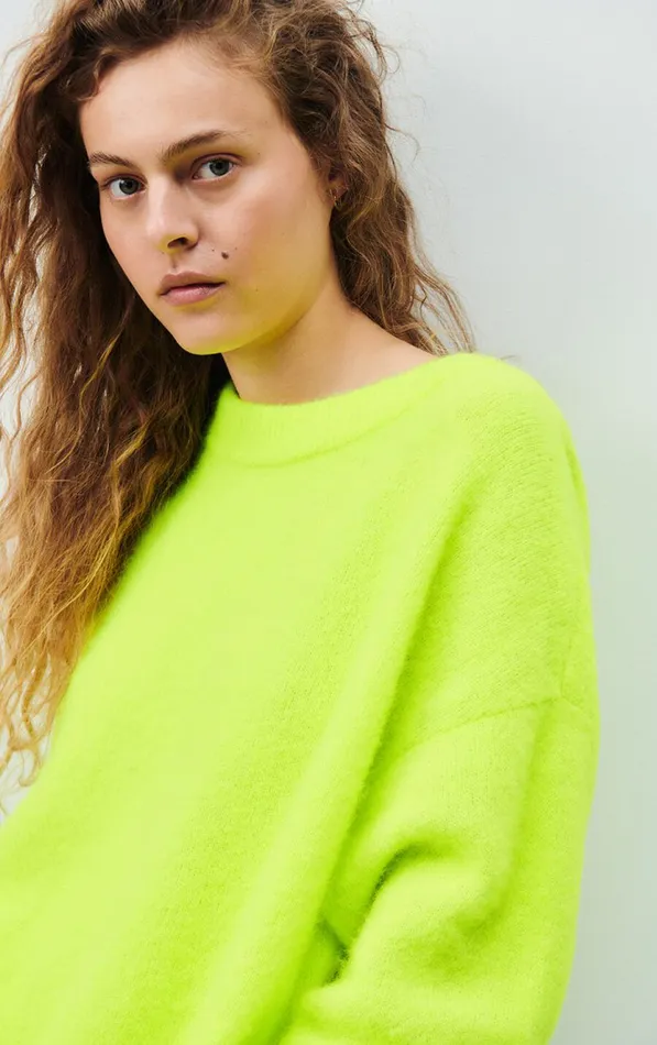 American Vintage Jumpers and Cardigans Women Jumper Vitow Fluorescent Yellow Melange American Vintage Jumpers and Cardigans Women Jumper Vitow Fluorescent Yellow Melange