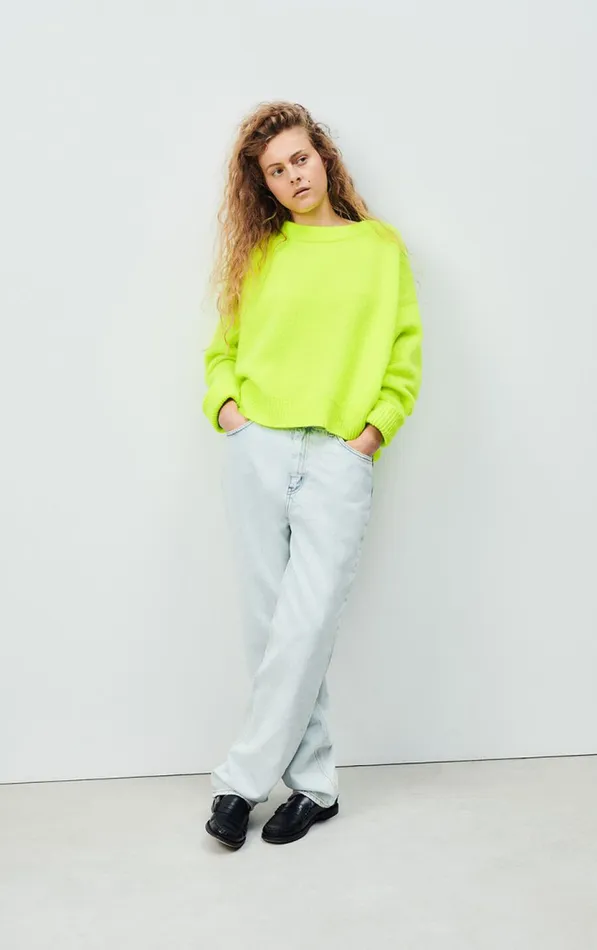 American Vintage Jumpers and Cardigans Women Jumper Vitow Fluorescent Yellow Melange American Vintage Jumpers and Cardigans Women Jumper Vitow Fluorescent Yellow Melange