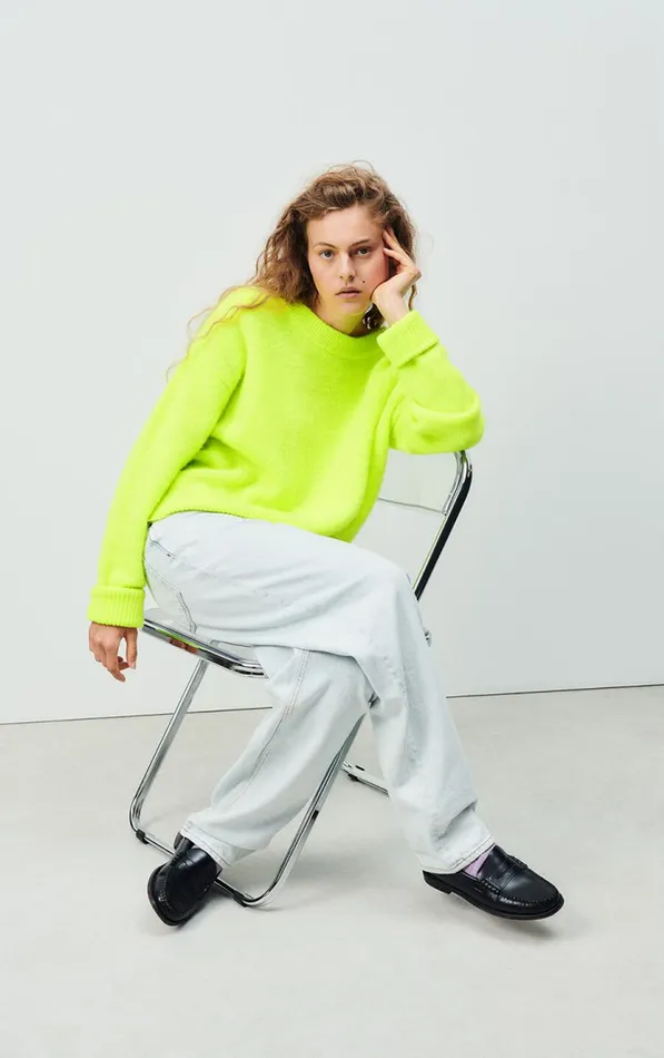 American Vintage Jumpers and Cardigans Women Jumper Vitow Fluorescent Yellow Melange American Vintage Jumpers and Cardigans Women Jumper Vitow Fluorescent Yellow Melange