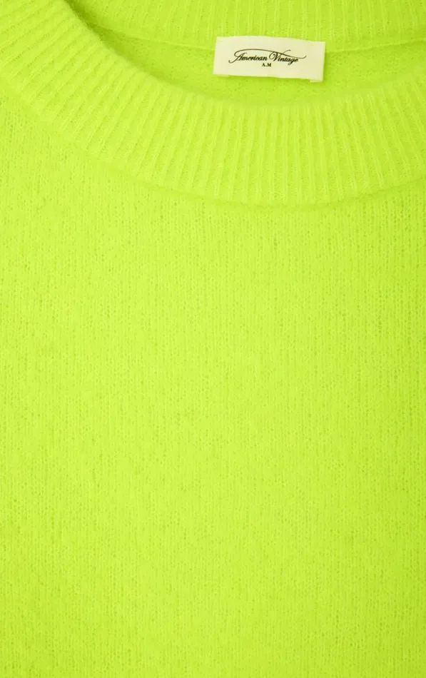 American Vintage Jumpers and Cardigans Women Jumper Vitow Fluorescent Yellow Melange American Vintage Jumpers and Cardigans Women Jumper Vitow Fluorescent Yellow Melange
